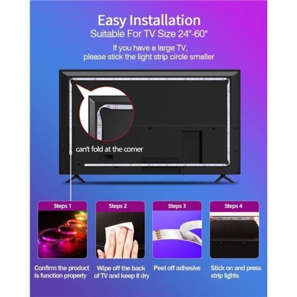 LED Lights for TV, 9.8FT Led Backlight TV Lights RGB Led TV Lights for 32-60inch - Picture 2 of 6